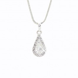 Stříbrný náhrdelník ve tvaru kapky s obtahem s kameny Swarovski®