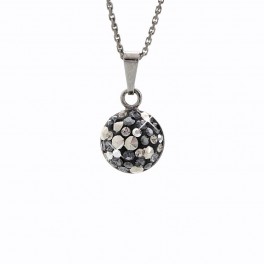 Stříbrný náhrdelník Bombé Extramix 10 s kameny Swarovski® v barvě ruthenia