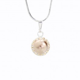 Stříbrný náhrdelník Perla s obtahem zdobený křišťálovými kameny Swarovski®