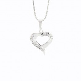 Stříbrný náhrdelník Duté srdce zdobený křišťálovými kameny Swarovski®