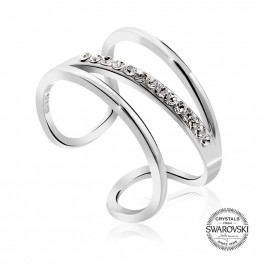 Stříbrný prsten Space Cross s křišťálovými kameny Swarovski® v barvě Rhodia Stříbrný prsten Space Cross s křišťálovými kameny Swarovski® v barvě Rhodia
